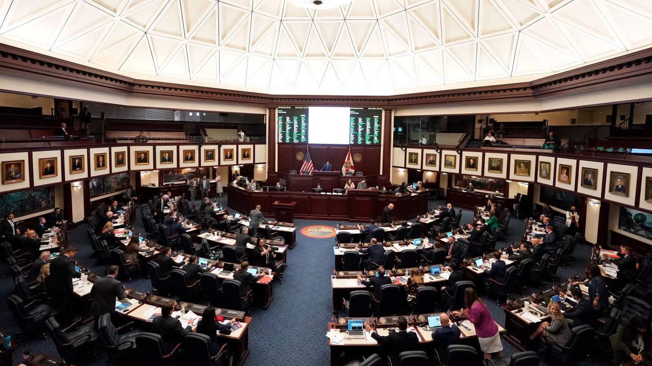 Members of the Florida House of Representatives work during a legislative session at the Florida State Capitol, Monday, March 7, 2022, in Tallahassee, Florida.