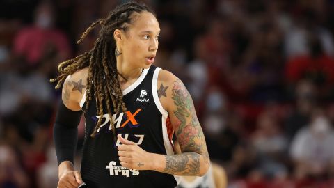 The current location of Brittney Griner, seen here during Game Three of the 2021 WNBA semifinals in October, has not been publicly revealed.