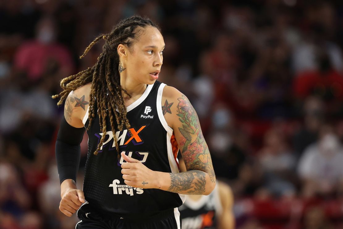 The current location of Brittney Griner, seen here during Game Three of the 2021 WNBA semifinals in October, has not been publicly revealed.