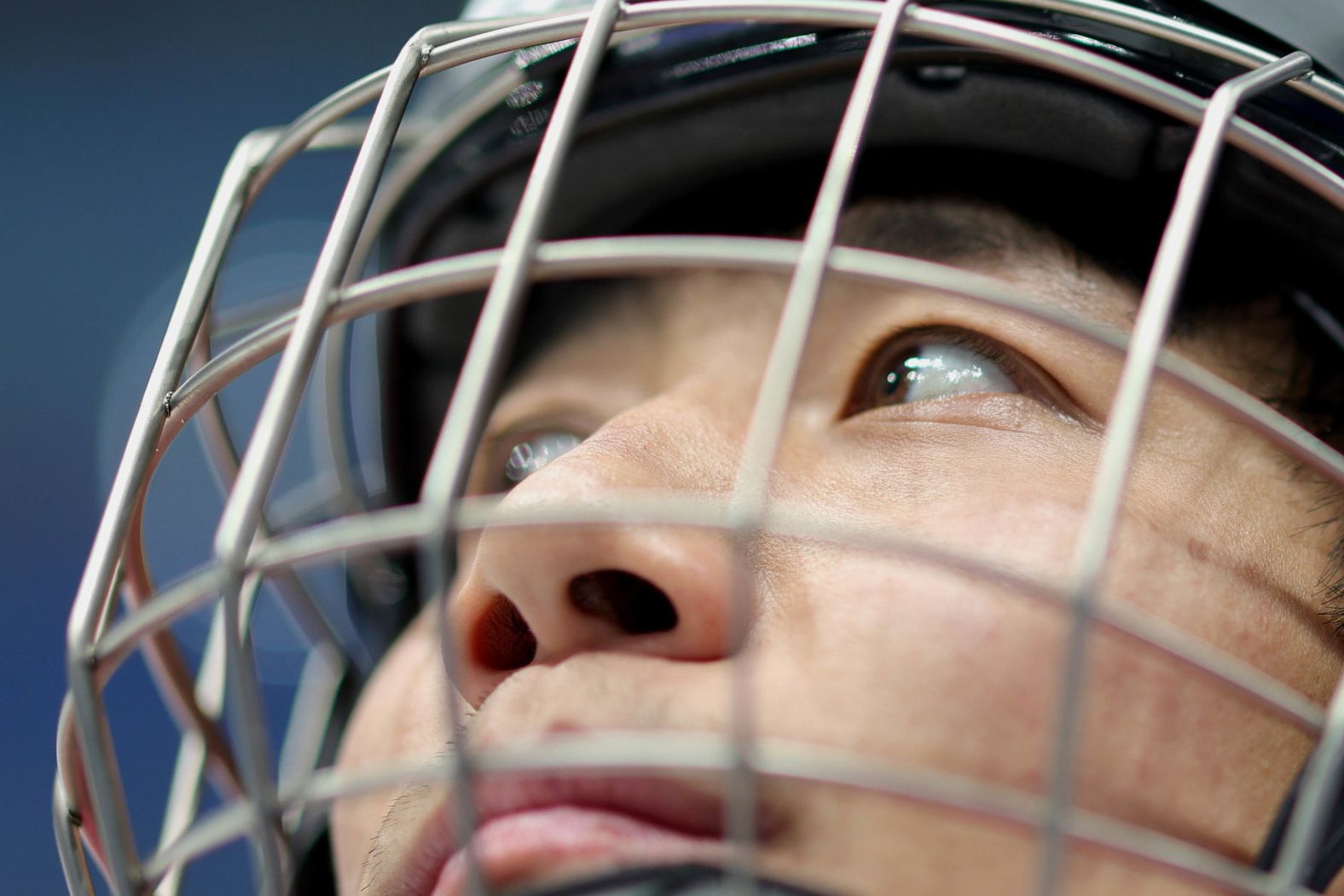 China's Xuesong Bai is seen before a hockey game against the Czech Republic on March 9.