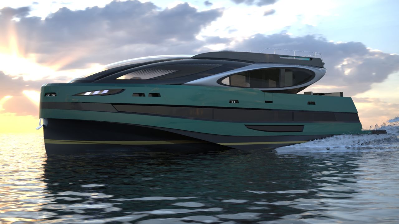 Royal Alpha One, seen in a rendering, is to have a "superyacht feel," despite being just 20 meters long.