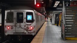 An uptown A train leaves the 14th Street subway station in New York, NY, February 16, 2021. 