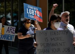 People protest in Miami after the passage of Florida's Parental Rights in Education bill, Wednesday, March 9, 2022.