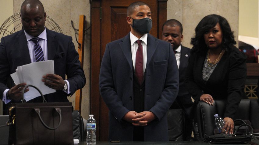 Former "Empire" actor Jussie Smollett in a Chicago court for his sentencing for lying to police in hate crime hoax.