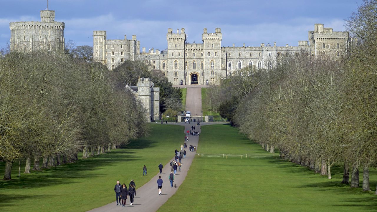 People on the Long Walk outside Windsor Castle
