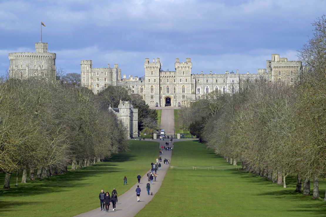 People on the Long Walk outside Windsor Castle