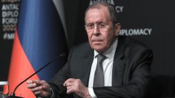 Russian Foreign Minister Sergey Lavrov holds a press conference after the meeting with Ukraine in Antalya on March 10, 2022 in Antalya, Turkey.