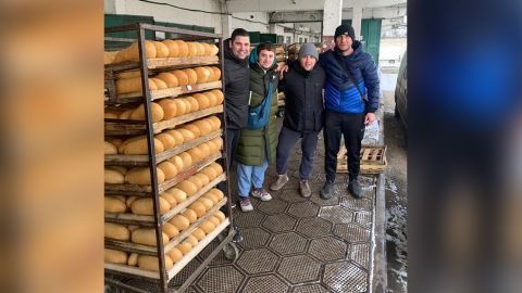 Servetnyk is working with a small team to bake and deliver bread.