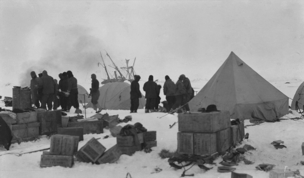 After the ship was abandoned, the men emptied it of as much as they could and established a "dump camp."