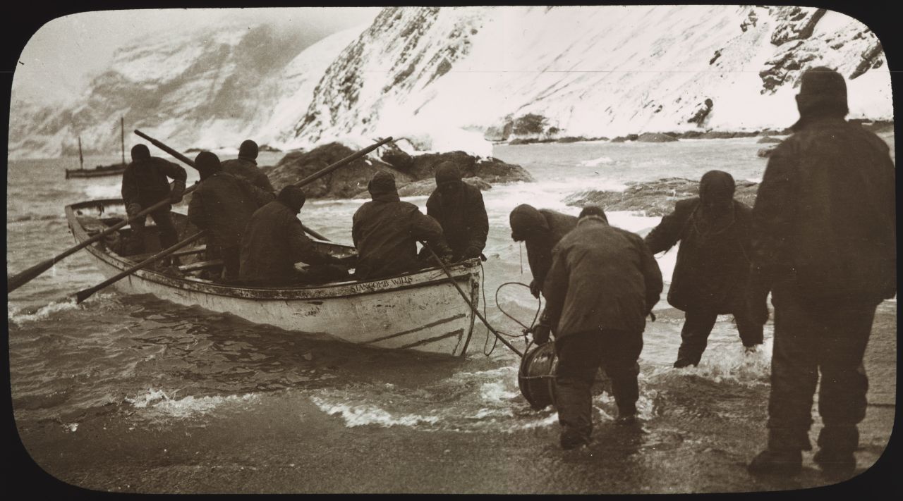 One of the lifeboats at Elephant Island as Shackleton and four others prepare for the 800-mile voyage to Georgia.