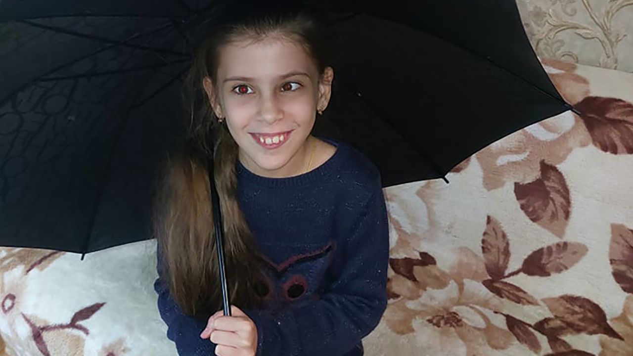 Vika, 10, started having seizures recently, brought on from the stress of the journey out of Ukraine, her mother says. 