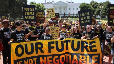 Climate activists rally near the White House in Washington on June 28, 2021.