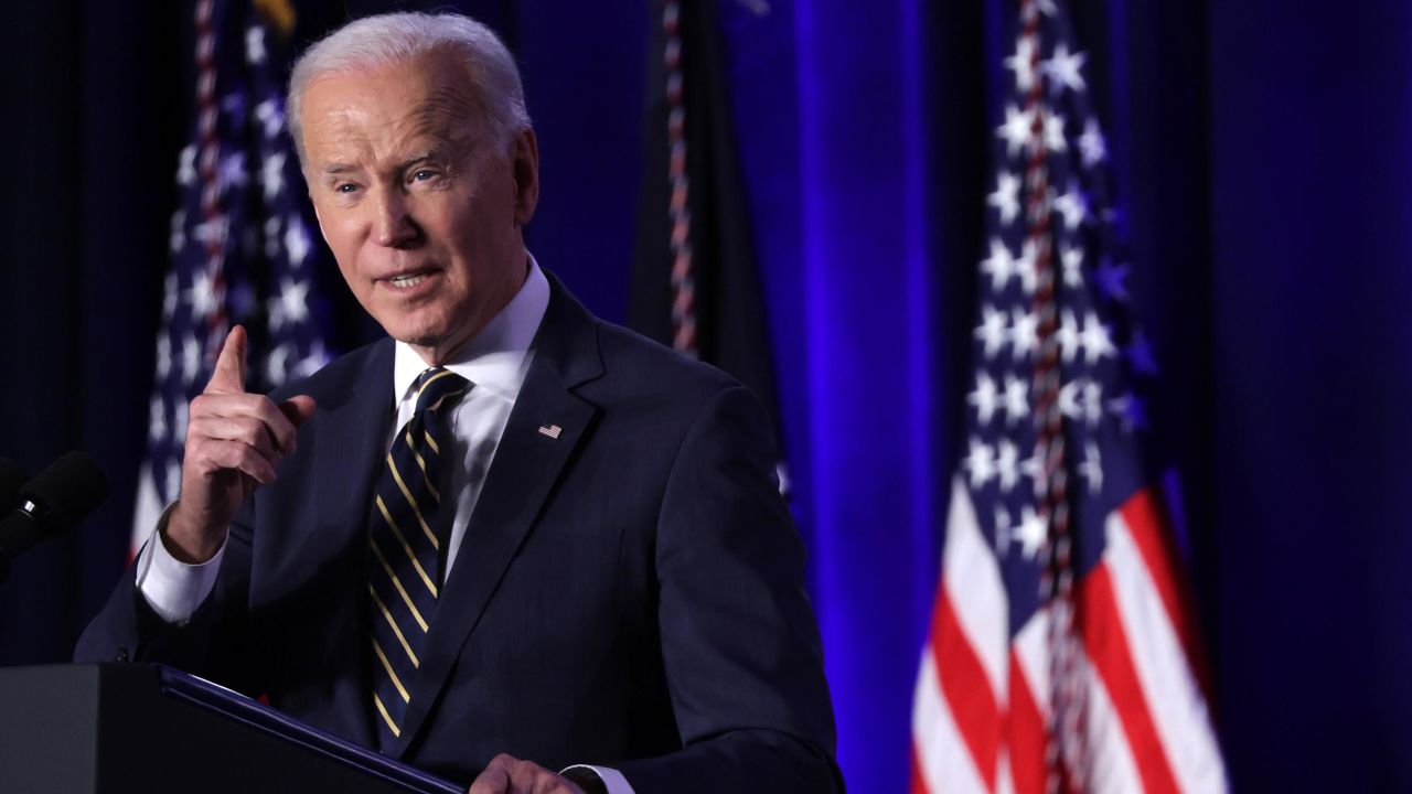 President Joe Biden addresses the 2022 House Democratic Caucus Issues Conference March 11, 2022 in Philadelphia, Pennsylvania. 