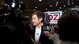 Mehmet Oz, celebrity physician and U.S. Republican Senate candidate for Pennsylvania, speaks to members of the media following a campaign event at a restaurant in Greensburg, Pennsylvania, U.S., on Wednesday, Jan. 26, 2022. 