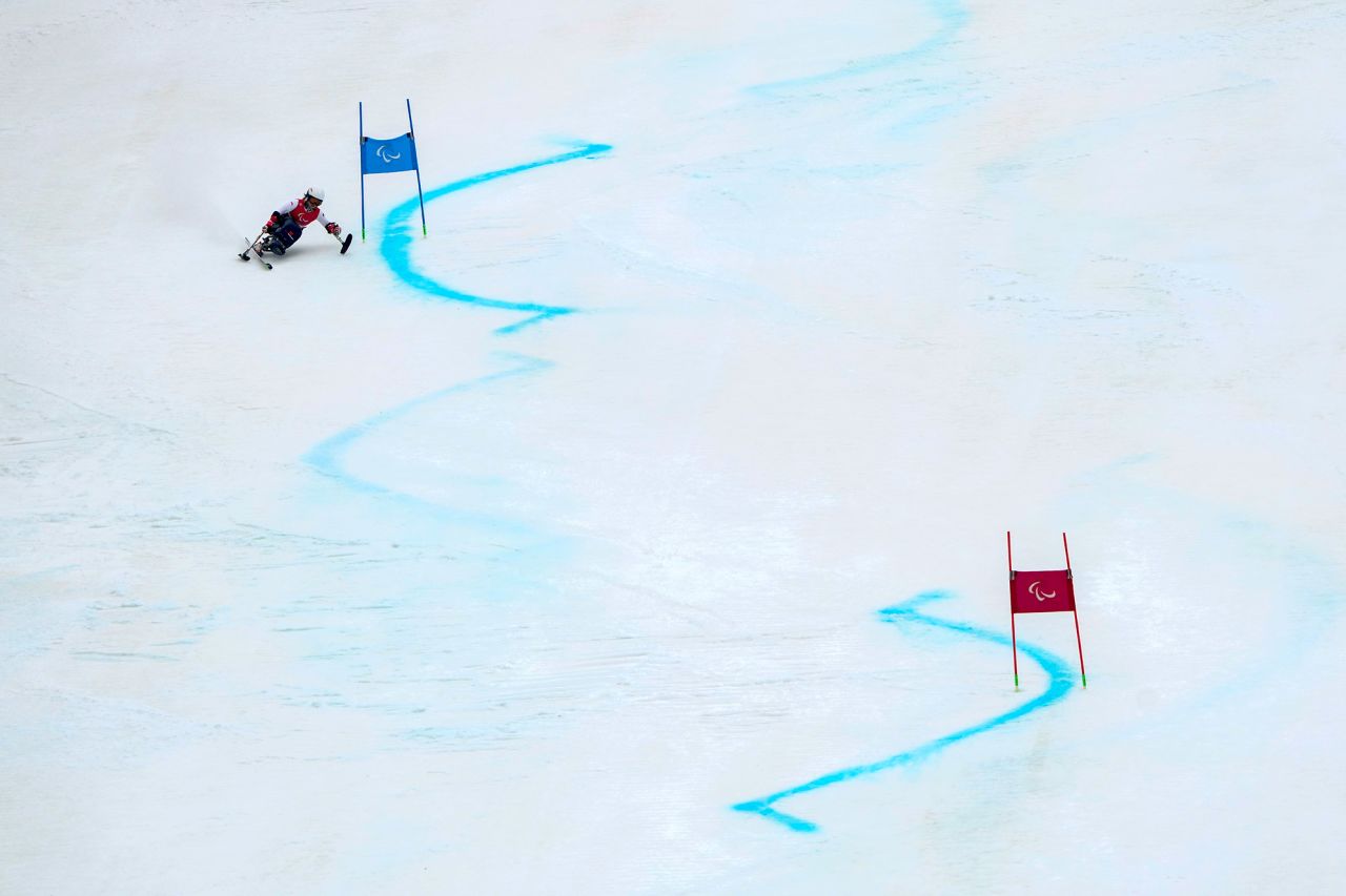 China's Zhang Wenjing competes in a giant slalom event on March 11.