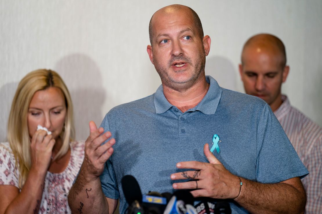 Joe Petito speaks at a news conference,  in Bohemia, New York on Tuesday, Sept. 28, 2021.
