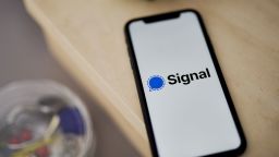The Signal logo on a smartphone.