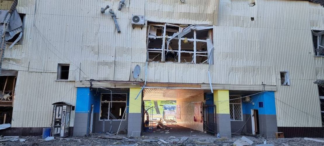 Chernihiv's football stadium has been damaged by Russian airstrikes.