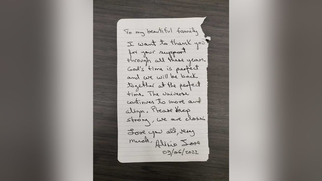 A letter from Alirio Jose Zambrano to his family