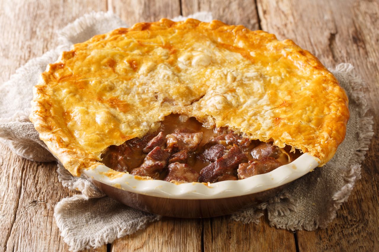 <strong>Steak and ale pie: </strong>An English pub favorite, this savory meat pie aptly leans on dark ale.