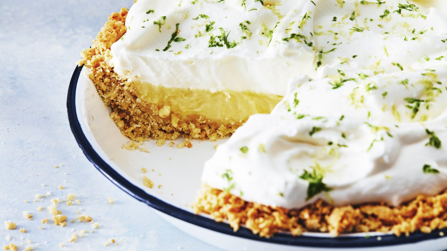 Childhood summers in North Carolina inspired Bill Smith -- the chef at Crook's Corner restaurant in Chapel Hill, N.C. -- to come up with a tart treat that he named Atlantic Beach pie, pictured in North Bergen, N.J., on July 12, 2018. Reminiscent of lemon meringue pie, Atlantic Beach pie is creamier and denser. (Julia Gartland/The New York Times)