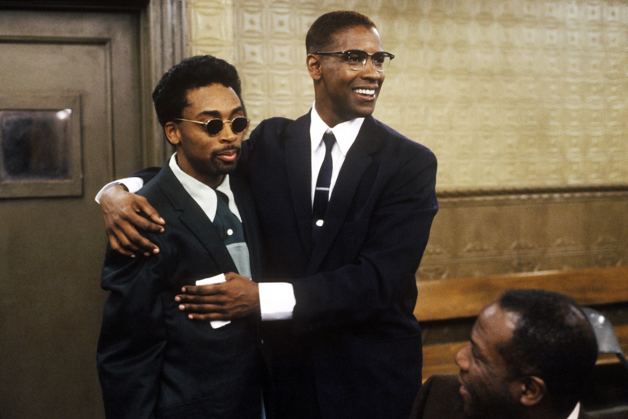 Lee and actor Denzel Washington are seen in Lee's 1992 film "Malcolm X." Washington played the civil-rights icon.