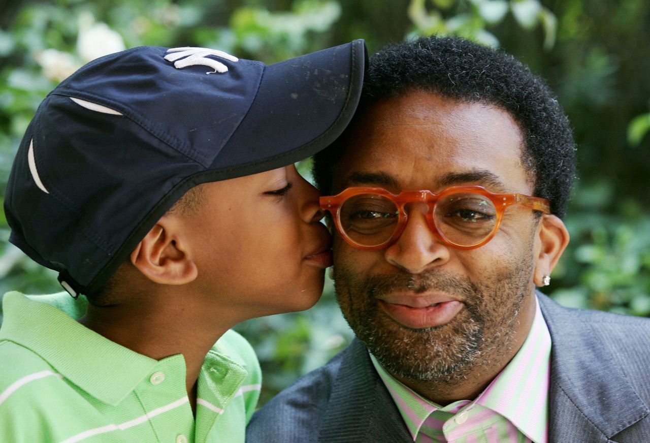 Lee's son, Jackson, gives his father a kiss during a photo shoot in Rome in 2007.