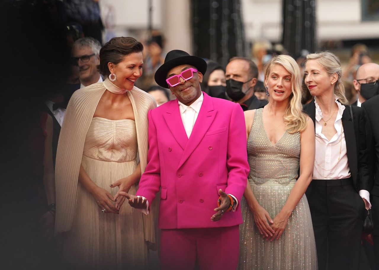 Lee attends the premiere of the film "Annette" at the Cannes Film Festival in 2021. With him, from left, are actress Maggie Gyllenhaal, actress Mélanie Laurent and director Jessica Hausner. Lee was acting as the festival's jury president.