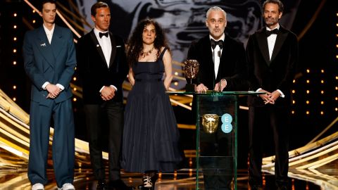 Producer Iain Canning accepts the best film BAFTA for "The Power of the Dog."