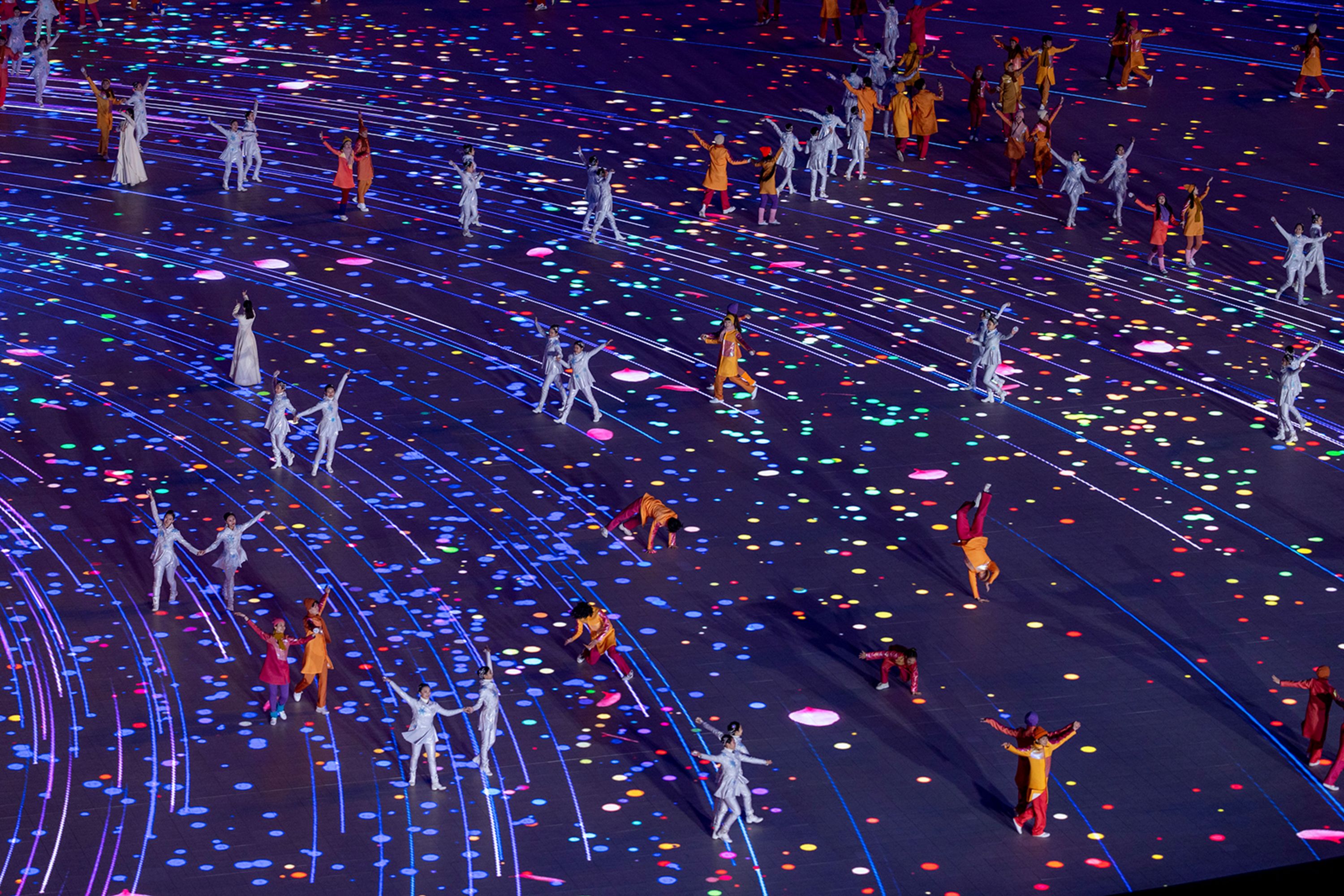 Performers dance during the closing ceremony of the Winter Paralympics on Sunday, March 13.