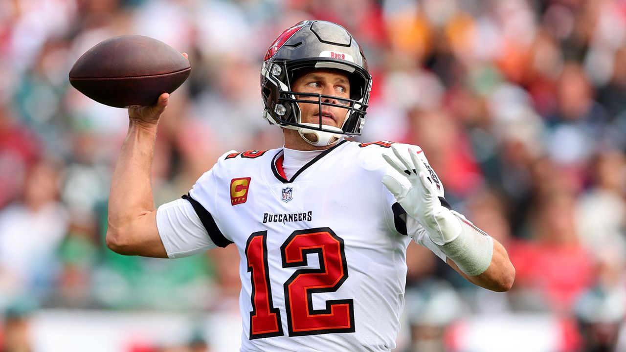 Tom Brady of the Tampa Bay Buccaneers throws a pass on January 16, 2022 in Tampa, Florida. 