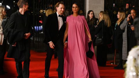 Actor Tom Hiddleston and his girlfriend, actress Zawe Ashton, attend a BAFTA dinner in London.