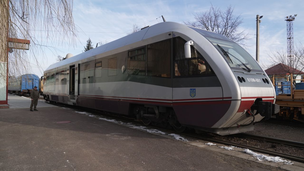 The single-train car, acting as a mobile command center.