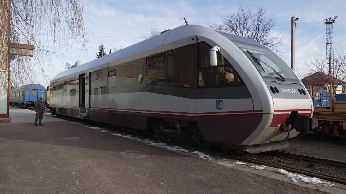 The single-train car, acting as a mobile command center.