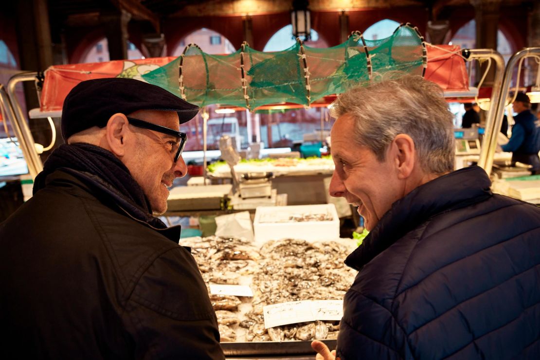 (From left) Stanley Tucci and Chef Giovanni "Gianni" Scappin are shown in a scene from "Searching for Italy."