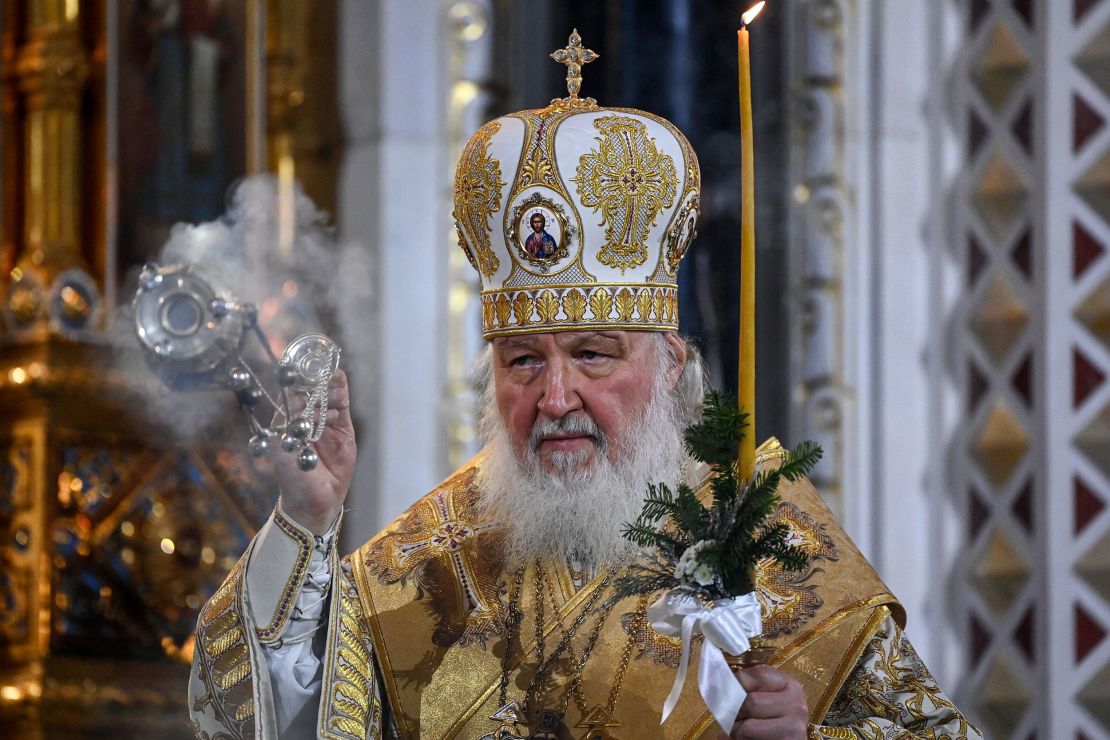 Russian Patriarch Kirill leads a Christmas service at the Christ the Savior cathedral in Moscow on January 6.