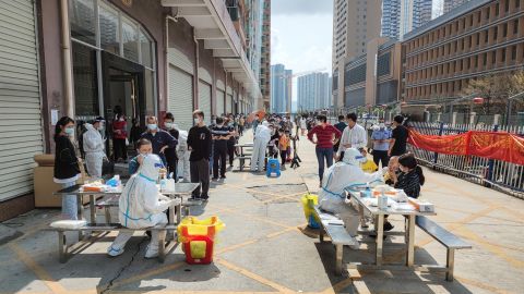 Residents line for Covid-19 testing in Shenzhen, China, on March 14.
