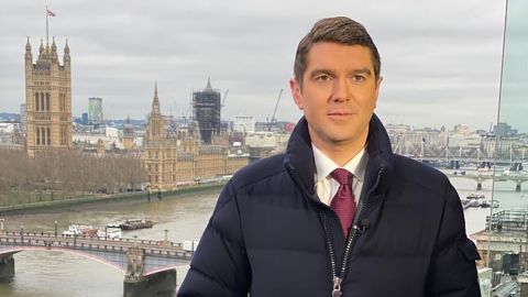 Fox News correspondent Benjamin Hall during a report on Brexit in Lodon in 2020.