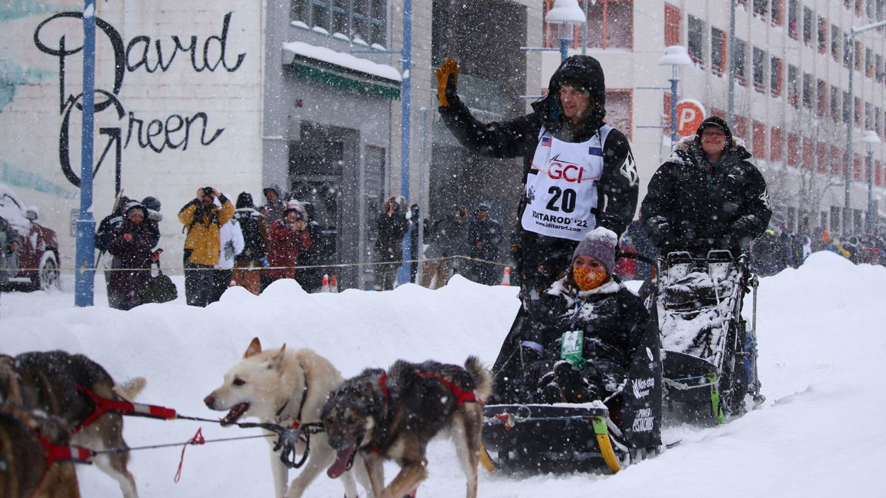 Dallas Seavey at the ceremonial start of the 50th Iditarod Trail Sled Dog Race in Anchorage, Alaska, U.S. March 5, 2022.