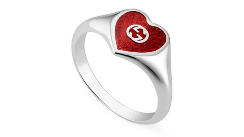Gucci Extra Small red heart ring with interlocking G