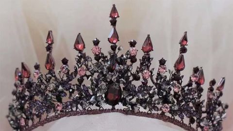 Wine Red Rhinestone Tiara