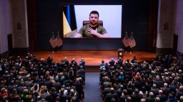 Ukrainian President Volodymyr Zelenskyy speaks to the U.S. Congress by video to plead for support at the Capitol in Washington, Wednesday, March 16, 2022.