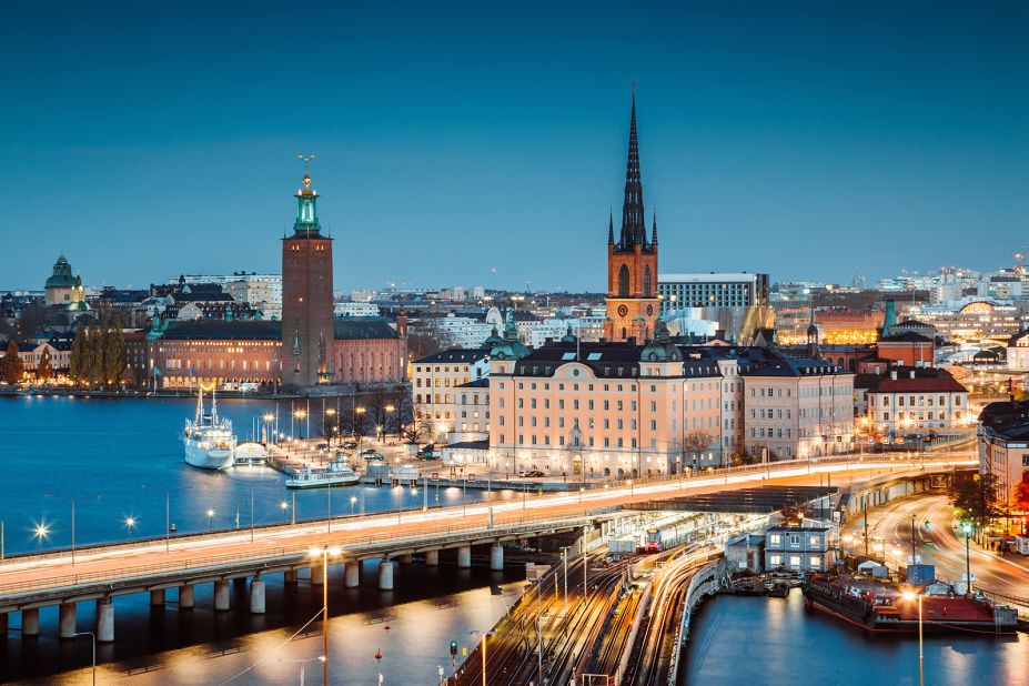 <strong>7. Sweden.</strong> The Nordic countries are regulars in the top 10. Here, the city center in Stockholm, the capital of No. 7 Sweden, is pictured.