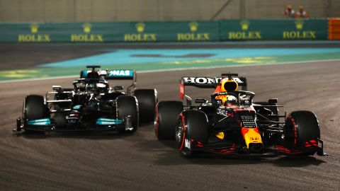 Max Verstappen overtakes Lewis Hamilton to claim a dramatic victory in the final lap of last season. 