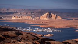 Lake Powell's Wahweap Bay and Marina as seen on Feb. 1, 2022, near Page. Lake Powell was at 26% of capacity, 168 feet below its full elevation of 3,700 feet above sea level at the time.