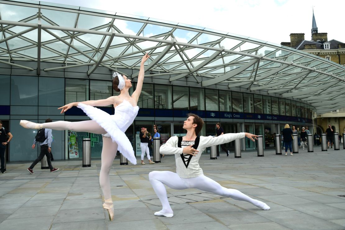 Dancers Artem Ovcharenko and Anna Tikhomirova during a photo call ahead of  performances by the Bolshoi Ballet at the Royal Opera House and the Royal Albert Hall. 