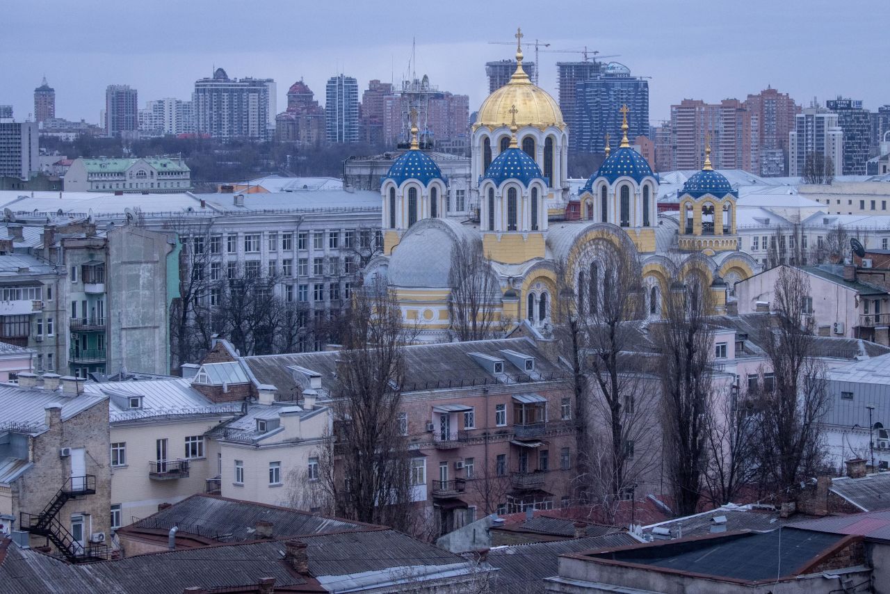 Right now, the world's eyes are on Ukraine, which is No. 98 in the World Happiness Report's rankings. Here, St. Volodymyr's Cathedral in Kyiv is pictured on February 27, just days after Russian troops invaded the country.