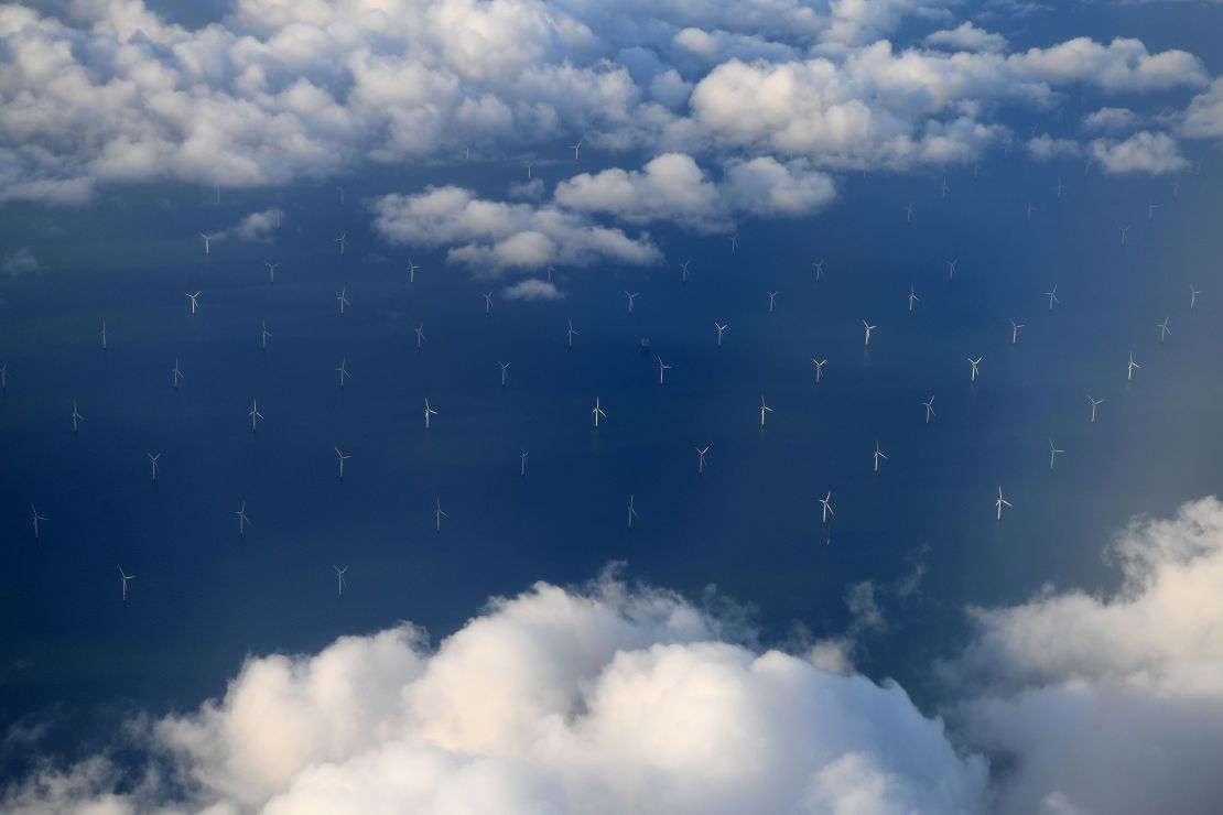 The Burbo Bank Offshore Wind Farm in Liverpool Bay on the west coast of the UK.
