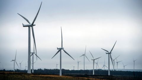 Wind turbines in Eaglesham Moor, southwest of Glasgow, in January. Energy experts say Russia's war in Ukraine could help spur a renewable energy revolution.