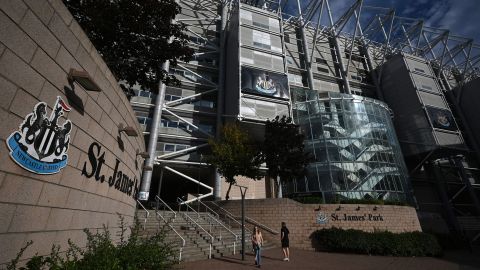 The exterior of Newcastle United's St James' Park stadium in Newcastle upon Tyne in northeast England on October 8, 2021.